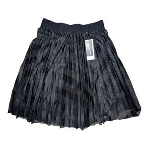 Metrowear New York Petite Black Lined Skirt Mesh Striped Extra Large PXL NWT